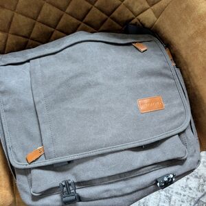 Gray Canvas Messenger Bag